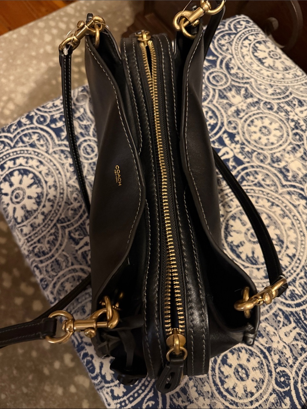 NEW****^Coach Rogue 34 Black Leather Shoulder Bag with Gold Accents - Picture 4 of 11